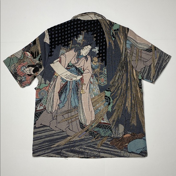 Rebel Vengeance Skeleton Samurai Tapestry Jacket Shirt - Picture 3 of 9